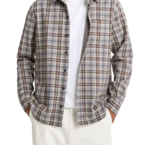 Vince Plaid Knit Shirt Jacket